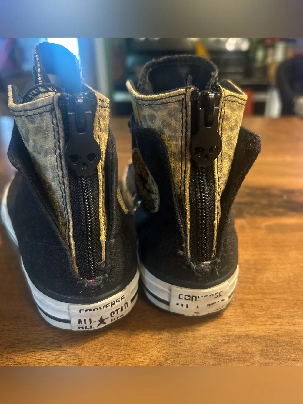 Converse Chuck Taylor All Star Back Zip Hi GS Leopard Shoes